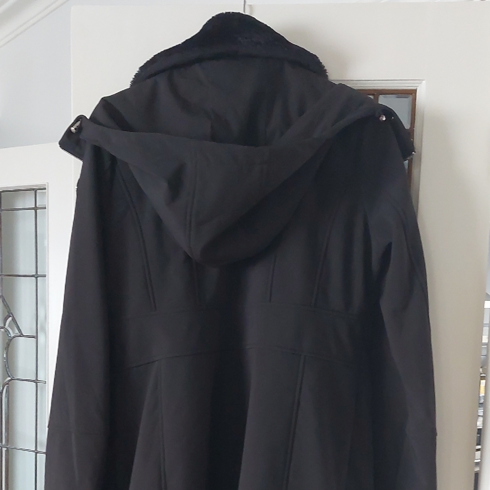 Jessica Simpson Black Hooded Trench Coat